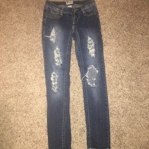 Ripped blue jeans